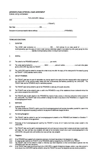 Family Rent Agreement Letter