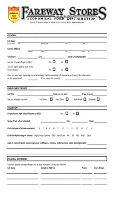 Fareway Application PDF