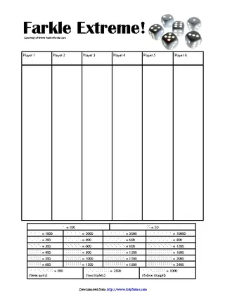 Farkleextreme Scoresheet