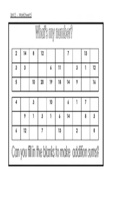 Fill The Numbers Addition And Subtraction Worksheet Template