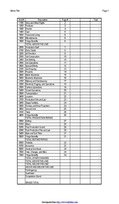 Film Budget Template 2