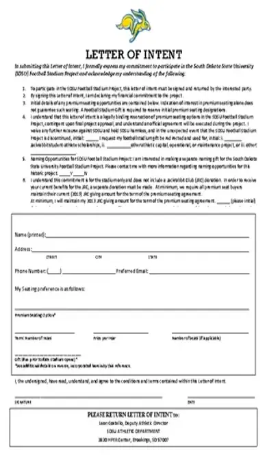 Financial Commitment Letter Of Intent Template