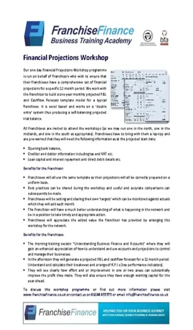 Financial Projections Workshop Template