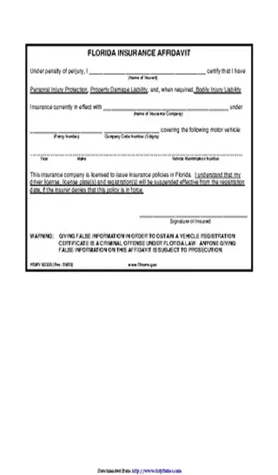 Florida Insurance Affidavit