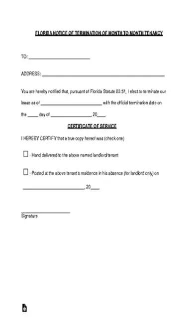 Florida Lease Termination Letter Form