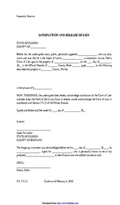 Florida Lien Release Form 1