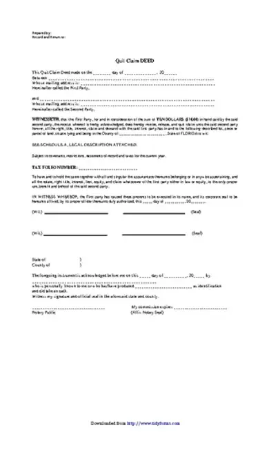 Florida Quitclaim Deed Form 1