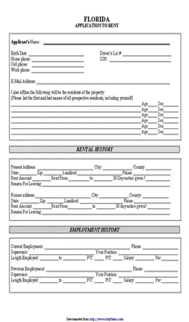 Florida Rental Application