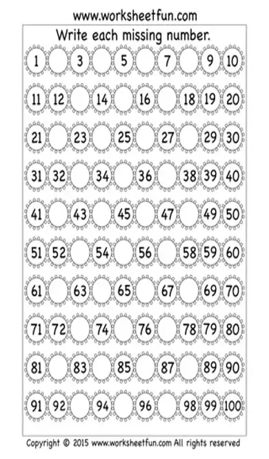 Flowers Missing Numbers Worksheet Template