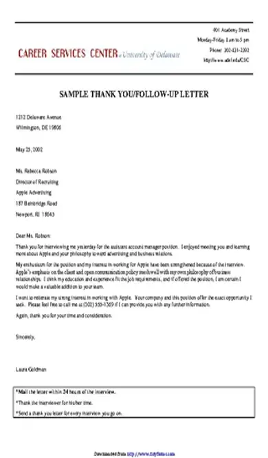 Follow Up Letter Sample 1