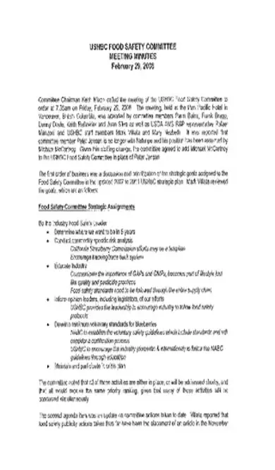 Food Safety Meeting Minutes Template