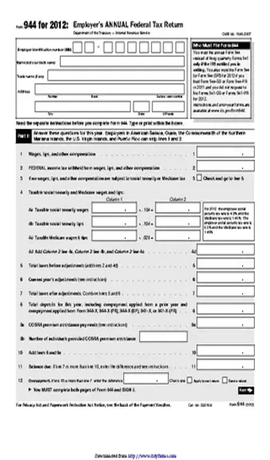 Form 944 For 2012