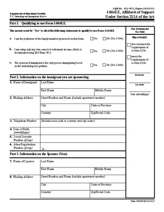 Form I 864Ez Affidavit Of Support Under Section 213A Of The Act