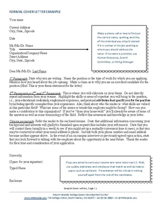 Formal Cover Letter Template