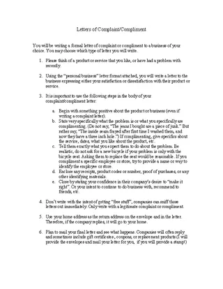 Formal Letter Of Complaint Template