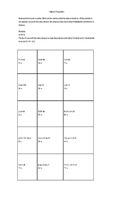 Free Algebra Worksheets