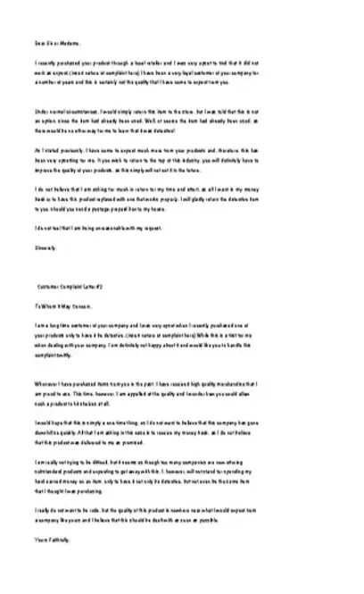 Free Complaint Letter Template