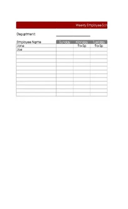 Free Download Blank Employee Work Schedule Template