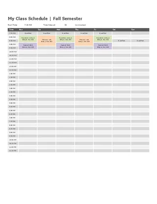 Free Download College Class Schedule Template Word Doc