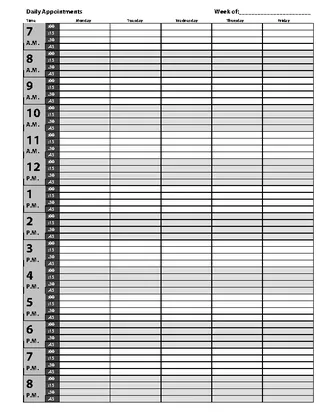 Free Download Daily Appointments Schedule Template Pdf Format