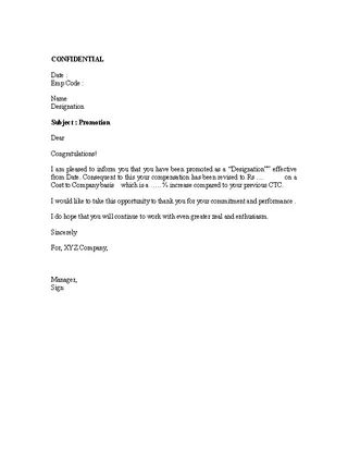 Free Download Promotion Appraisal Letter Template Sample