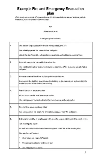 Free Emergency Evacuation Template