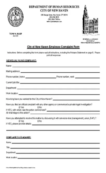 Free Employee Complaint Form Pdf