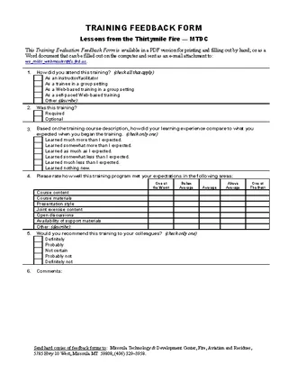 Free Employee Training And Feedback Form