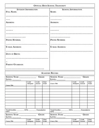 high school transcript template PDF