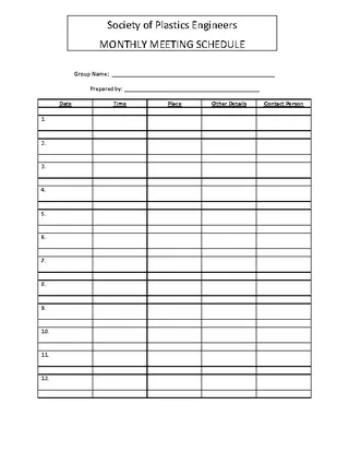 Free Monthly Meeting Schedule Template Word Doc Editable