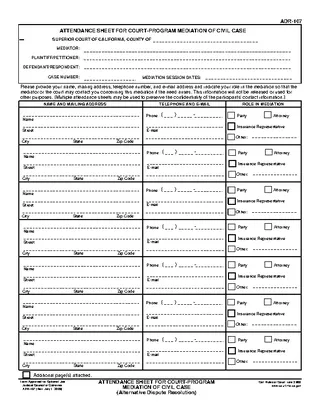 Free Printable Attendance Sheet