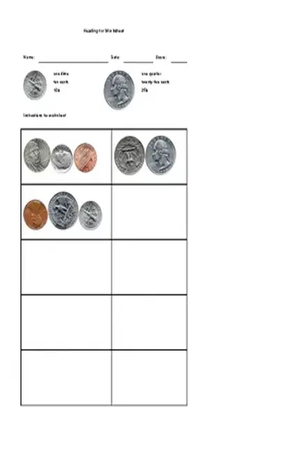 Free Printable Money Math Worksheets