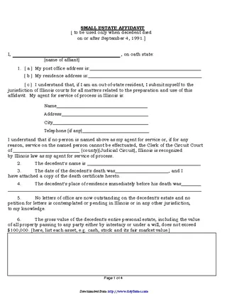 Free Small Estate Affidavit Form