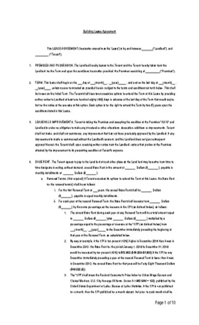 Free Word Building Rental Agreement Template