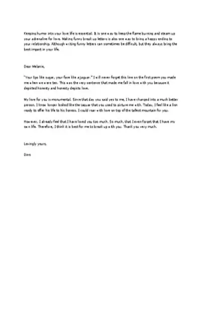 Funny Break Up Letter