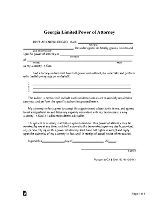 Ga Limited Power Of Attorney