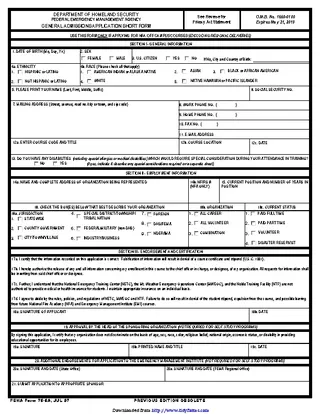 General Admissions Application Short Form