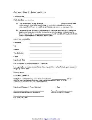 General Media Release Form 1