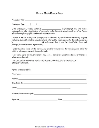 General Media Release Form 2