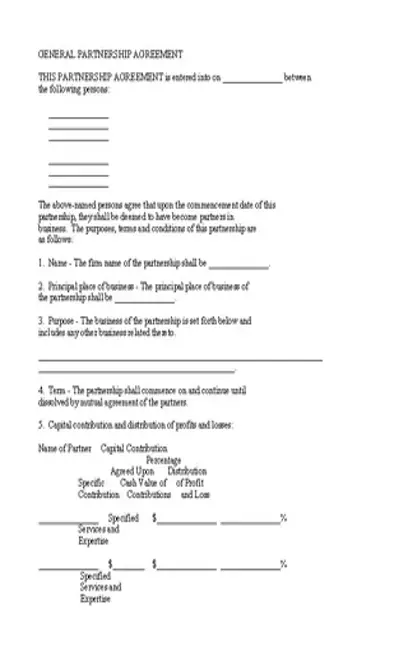 General Partnership Agreement Sample