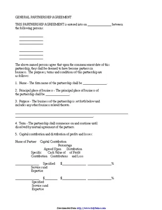 General Partnership Agreement Template