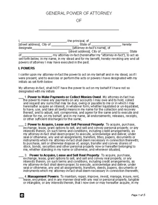 General Power Of Attorney Template