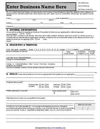 Generic Application For Employment 3