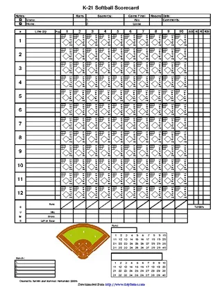 Generic Softball Scorecard