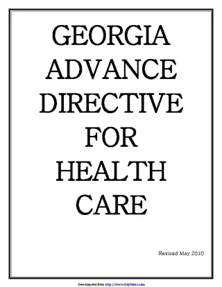 Georgia Advance Health Care Directive Form 1