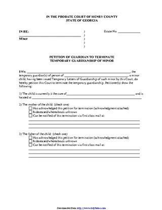 Georgia Guardianship Form 3