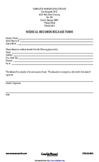 Georgia Medical Records Release Form 3