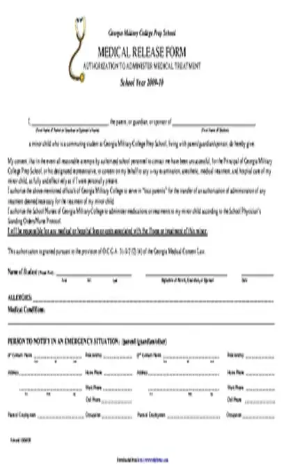 Georgia Medical Release Form 1