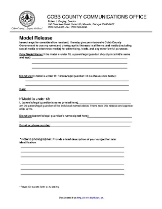 Georgia Model Release Form 3