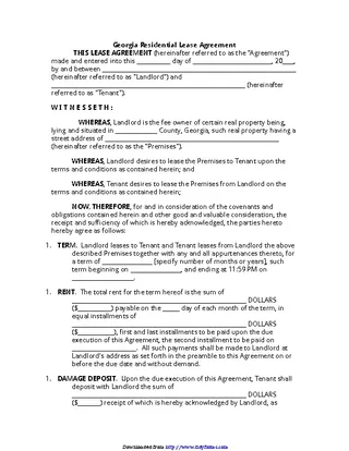 Georgia Residential Lease Agreement